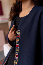 Load image into Gallery viewer, NAVY BLUE JACKET WITH MULTICOLOR EMBROIDERY