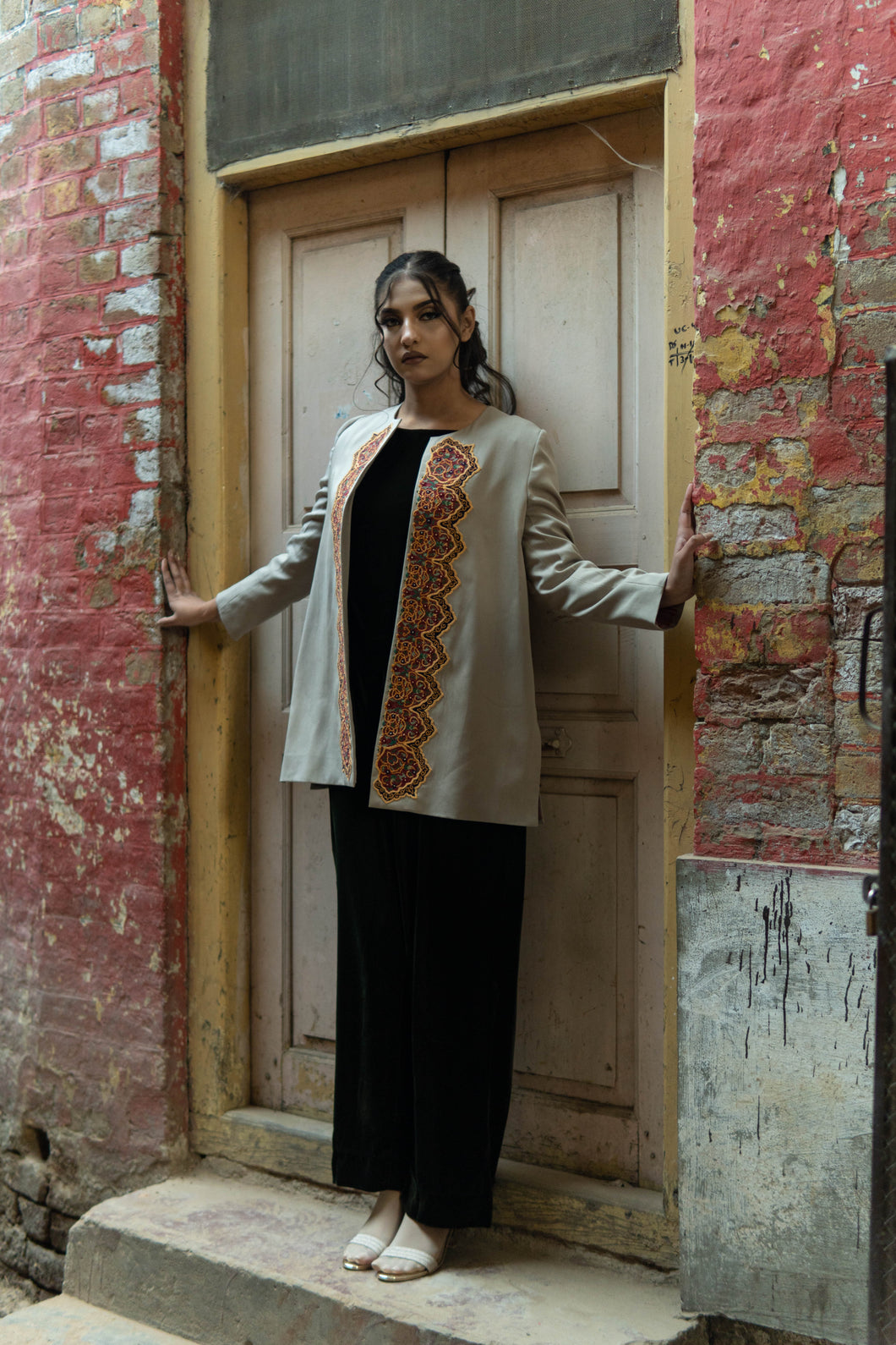 Khaki Jacket With Amazing  Hand Embroidery Pre-Order