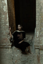 Load image into Gallery viewer, Velvet Black Shirt With Golden Hand Embroidery .
