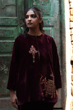 Load image into Gallery viewer, Dark Maroon velvet jacket suite Hand Embroidery Pre-Order
