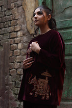 Load image into Gallery viewer, Dark Maroon velvet jacket suite Hand Embroidery Pre-Order
