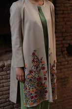 Load image into Gallery viewer, Khaki Long Jacket With Hand Embroidery.
