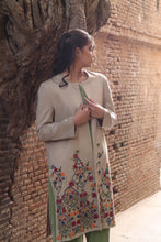Load image into Gallery viewer, Khaki Long Jacket With Hand Embroidery.
