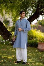 Load image into Gallery viewer, Blue Lines Embroidered Kurta
