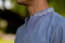 Load image into Gallery viewer, Blue Lines Embroidered Kurta
