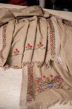 Load image into Gallery viewer, Beige Floral Wool Shawl-Pre Order
