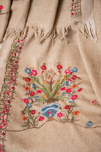 Load image into Gallery viewer, Beige Floral Wool Shawl-Pre Order
