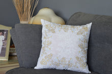 Load image into Gallery viewer, White and Yellow border Suzani cushion cover
