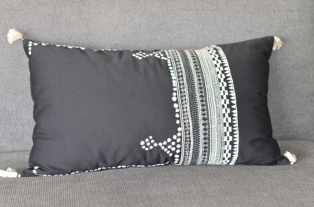 White on Black Geometric Lumber cushion cover