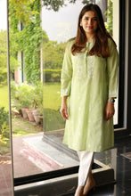 Load image into Gallery viewer, Green Lawn Shirt with White Booti Embroidery
