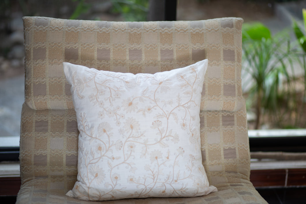 White Jaal Design Cushion Cover