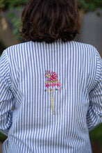 Load image into Gallery viewer, Blue Stripes Shirt with Pink Embroidery
