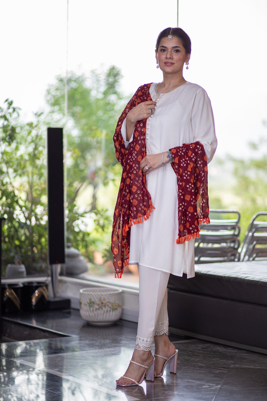 White Shirt with Tilla and AAR Embroidery