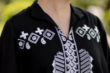 Load image into Gallery viewer, White on Black Tribal Shirt- Pre Order
