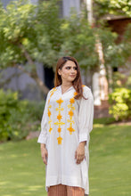 Load image into Gallery viewer, White Kurta with Yellow Embroidery
