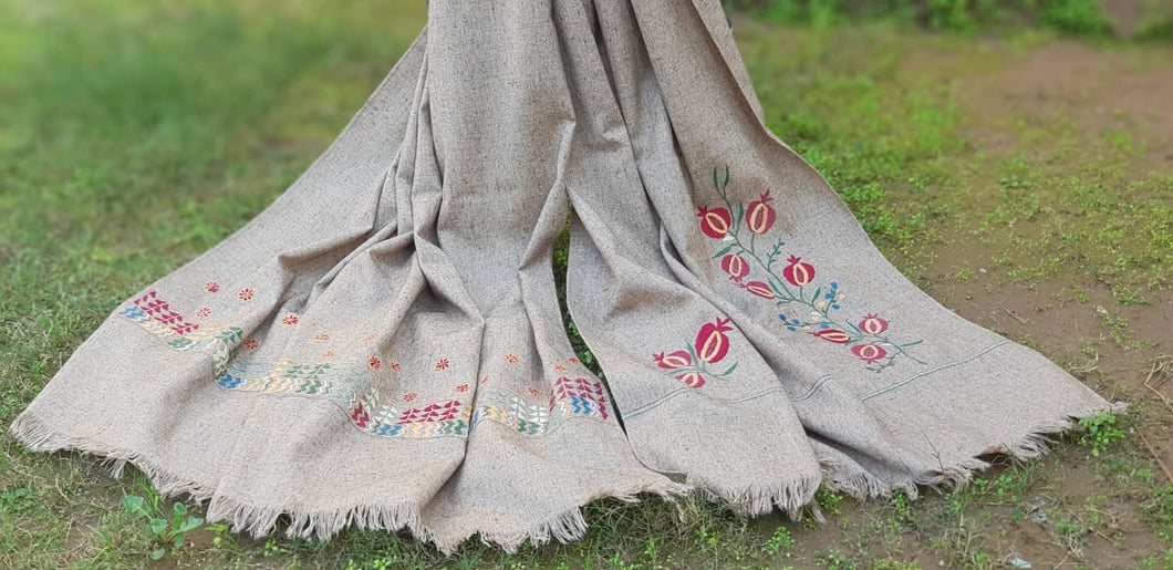 Beige Wool Shawl-Afghan Embroidery- Pre order
